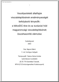 Bajomi Bálint - Veszélyeztetett állatfajok visszatelepítésének eredményességét befolyásoló tényezők
