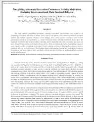 Chang-Huang - Paragliding Adventure Recreation Consumers Activity Motivation, Enduring Involvement and Their Involved Behavior