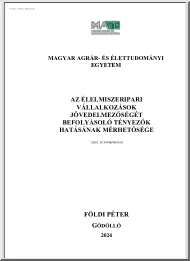 Földi Péter - Az élelmiszeripari vállalkozások jövedelmezőségét befolyásoló tényezők hatásának mérhetősége
