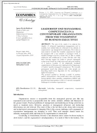 Agota Giedré - Leadership and Managerial Competences in a Contemporary Organization from the Standpoint of Business Executives