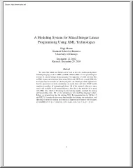 Kipp Martin - A Modeling System for Mixed Integer Linear Programming Using XML Technologies