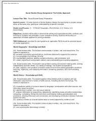 Social Studies Essay Assignment, The