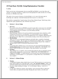 25 point basic MySQL setup, optimization checklist