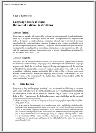 Cecilia Robustelli - Language Policy in Italy, The Role of National Institutions