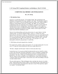 A. M. Turing - Computing Machinery and Intelligence