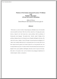 Abbas Ali Zarei - Patterns of the Iranian Advanced Learners Problems with English Collocations, A Focus on Lexical Collocations