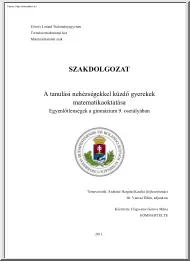 Frigyesné Gorove Mária - A tanulási nehézségekkel küzdő gyerekek matematikaoktatása