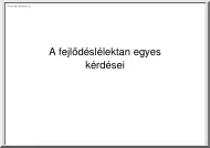 A fejlődéslélektan egyes kérdései