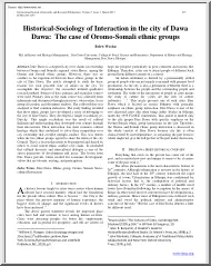 Belew Worku - Historical Sociology of Interaction in the City of Dawa Dawa, The Case of Oromo Somali Ethnic Groups