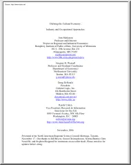 Ann Markusen - Defining the Cultural Economy, Industry and Occupational Approaches