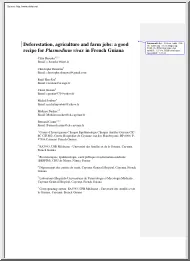 Basurko-Demattei-Grenier - Deforestation, Agriculture and Farm Jobs, A Good Recipe for Plasmodium Vivax in French Guiana