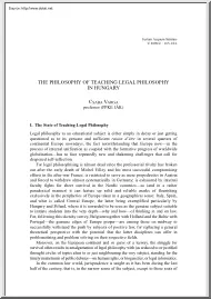 Csaba Varga - The Philisophy of Teaching Legal Philosophy in Hungary