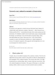 Potts-Hartley - Toward a New Cultural Economics of Innovation