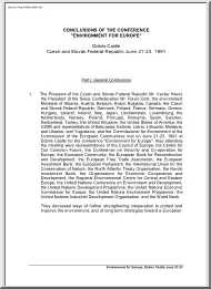 Dobris Castle - Conclusions of the Conference, Environment for Europe