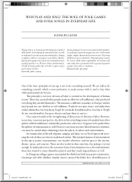 Katalin Lázár - Why Plan and Sing, The Role of Folk Games and Folk Songs in Everyday Life