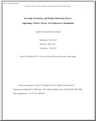 Arch Woodside - Economic Psychology and Fashion Marketing Theory, Appraising Veblen Theory of Conspicuous Consumption