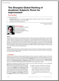 Erwin Krauskopf -The Shanghai Global Ranking of Academic Subjects, Room for improvement