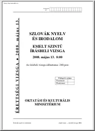 Szlovák nyelv és irodalom emelt