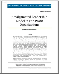 Ayodele Cole Benson - Amalgamated Leadership Model in For Profit Organizations