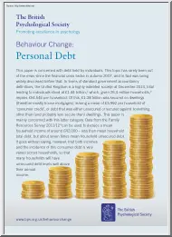Behaviour Change, Personal Debt