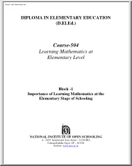 Importance of Learning Mathematics at the Elementary Stage of Schooling