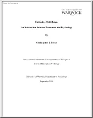Christopher J. Boyce - Subjective Well-Being, An Intersection between Economics and Psychology