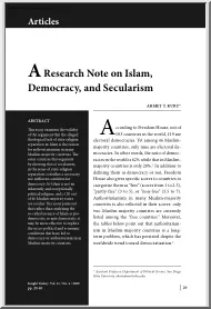Ahmet T. Kuru - A Research Note on Islam, Democracy, and Secularism