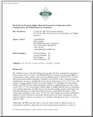 Fiscal Note for Proposed Alligator Rule and Possession of Certain Species Rule Amendments for the Wildlife Resources Commission