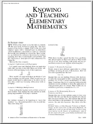 Knowing and Teaching Elementary Mathematics