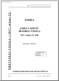 Fizika emelt szintű írásbeli