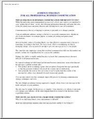 Audience Strategy for all professional business communication