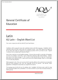A2 Latin, English Word List
