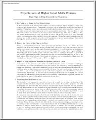 Expectations of Higher Level Math Courses