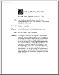 William J. Hamblin - Basic Methodological Problems with the Anti-Mormon Approach to the Geography and Archaeology of the Book of Mormon