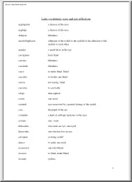 Latin Vocabulary Eyes and Eye Afflictions