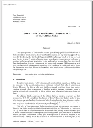 A Model For Gear Shifting Optimization in Motor Vehicles