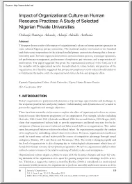 Adewale-Adenike - Impact of Organizational Culture on Human Resource Practices, A Study of Selected Nigerian Private Universities