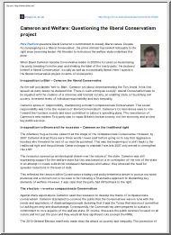 Cameron and Welfare Questioning the Liberal Conservatism Project