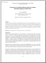 Alexandru Bardut - Perspectives of using the didactic game for teaching Romanian language and literature