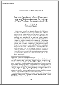 Learning Spanish as a Second Language, Learners Orientations and Perceptions of Their Teachers Communcation Style