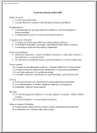 Nyelvtan érettségi tételek, 2009