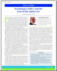 David Jull Patterson - Psychology Ethics and the End of Life Option Act